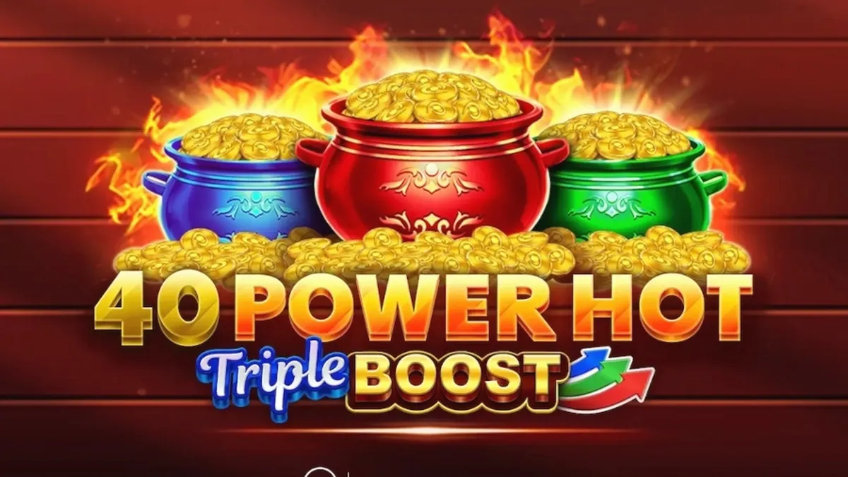 Tampilan layar permainan slot 40 Power Hot Triple Boost dengan desain yang cerah