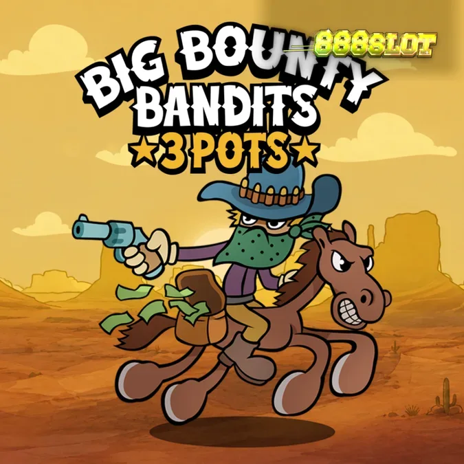 Tampilan visual slot Big Bounty Bandits 3 Pots dengan tema koboi kartun yang khas